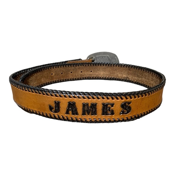 Men’s Vintage Western Core Belt With Kershaw Ranch Com. Buckle Sz 34”-36” - Picture 3 of 6